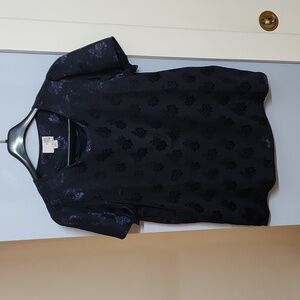 Navy Blue jacquard pull on blouse